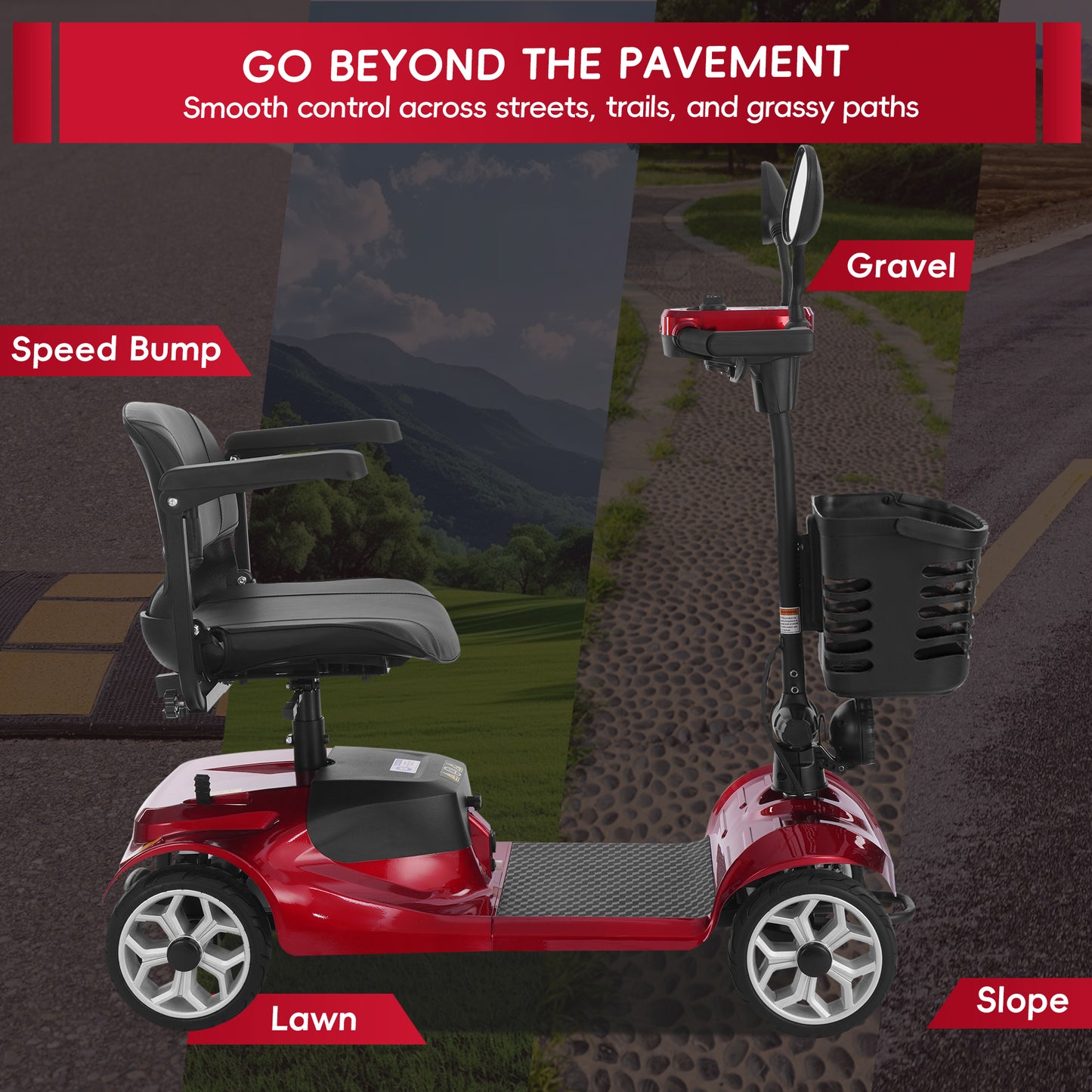 Cycmate M2F 4-Wheel Scooter for Seniors, 300lbs, 5MPH, LED Light, 15 Miles