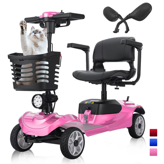 Cycmate M2F 4-Wheel Scooter for Seniors, 300lbs, 5MPH, LED Light, 15 Miles