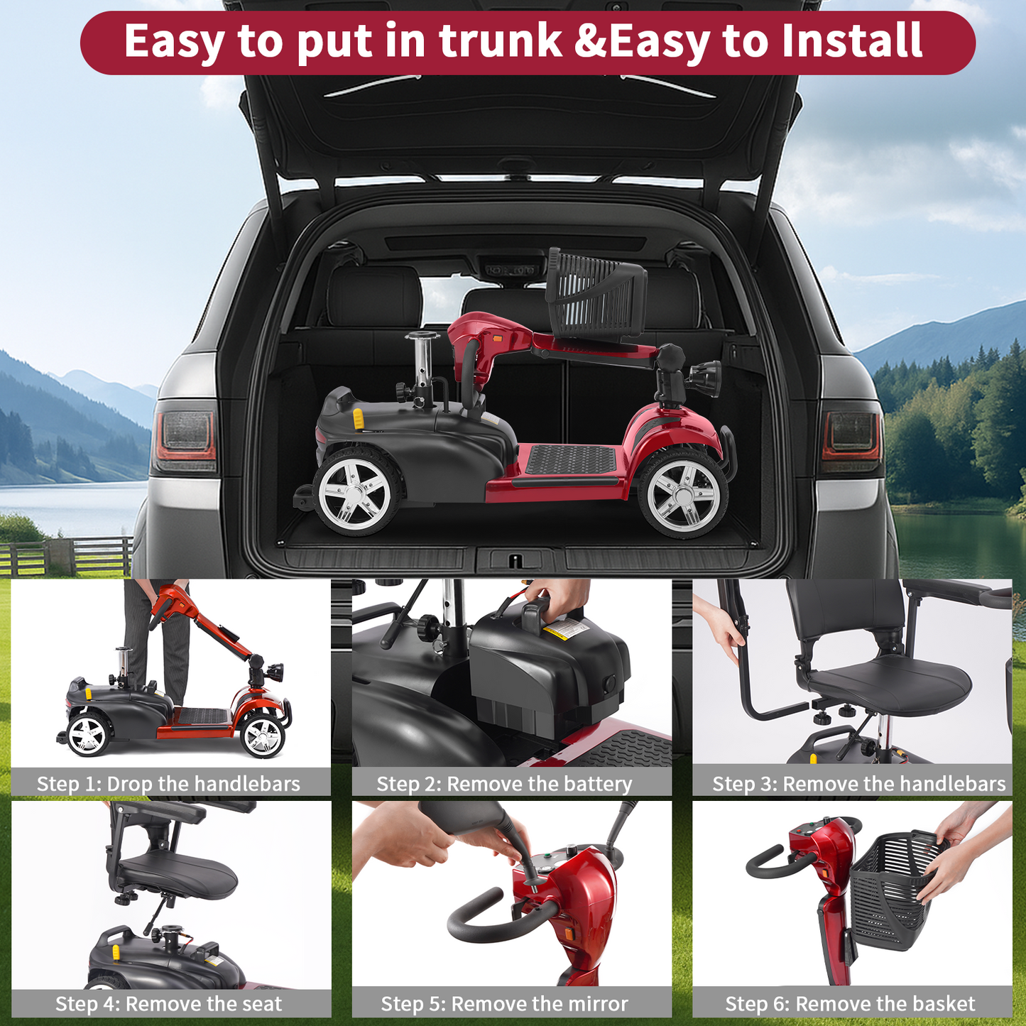 Cycmate MS06 4-Wheel Scooter for Seniors, 300lbs, 350W, 25Ah Battery, 30 Miles