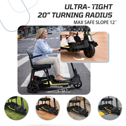 30 lbs Lightweight Foldable Mobility Scooter for Seniors & Adults, Portable 3-Wheel Electric Travel Scooter with 33" Turning Radius, Dual Airline-Approved Lithium Batteries,32 Mile Range,Silver