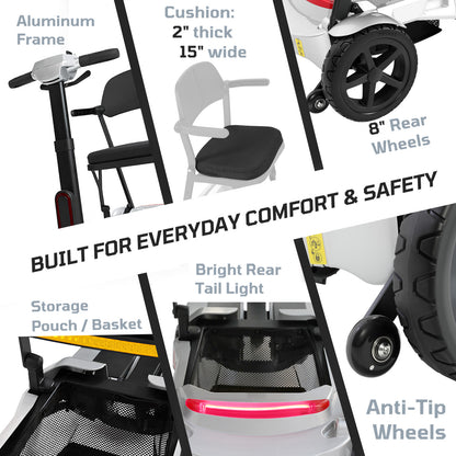 Ecomobi Lightweight Folding Mobility Scooter for Seniors, 30 lbs, 33 Inch Turning Radius, 20 to 32 Miles Long Range