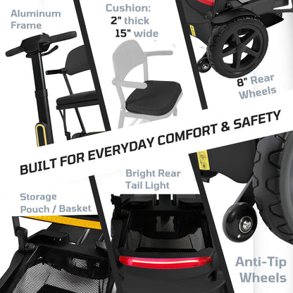 30 lbs Lightweight Foldable Mobility Scooter for Seniors & Adults, Portable 3-Wheel Electric Travel Scooter with 33" Turning Radius, Dual Airline-Approved Lithium Batteries,32 Mile Range,Silver