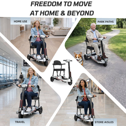 Ecomobi Lightweight Folding Mobility Scooter for Seniors, 30 lbs, 33 Inch Turning Radius, 20 to 32 Miles Long Range