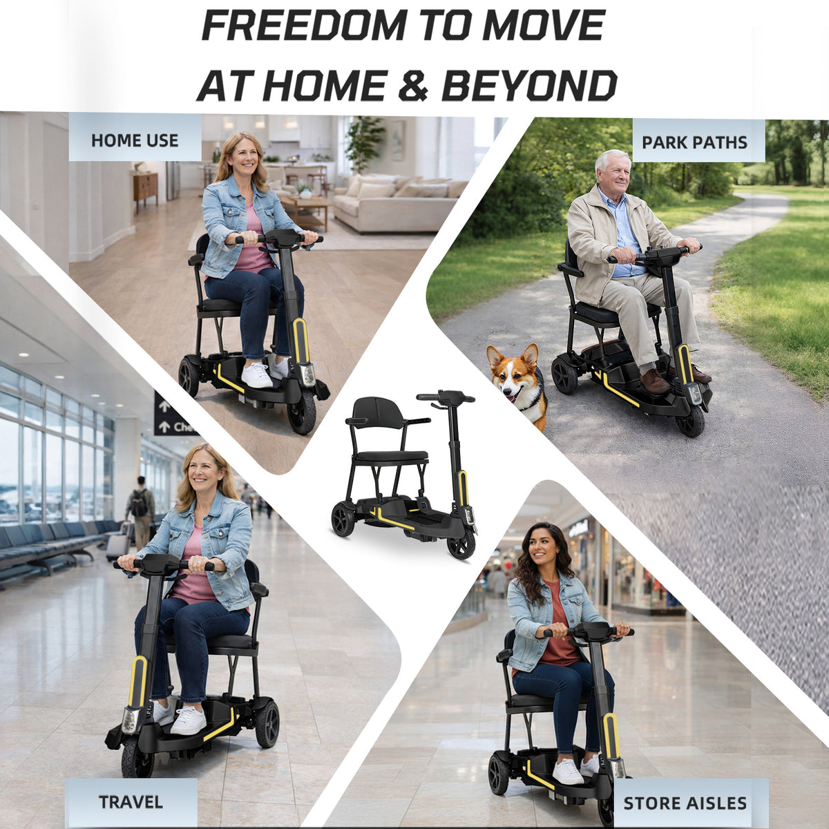 30 lbs Lightweight Foldable Mobility Scooter for Seniors & Adults, Portable 3-Wheel Electric Travel Scooter with 33" Turning Radius, Dual Airline-Approved Lithium Batteries,32 Mile Range,Silver