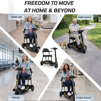 30 lbs Lightweight Foldable Mobility Scooter for Seniors & Adults, Portable 3-Wheel Electric Travel Scooter with 33" Turning Radius, Dual Airline-Approved Lithium Batteries,32 Mile Range,Silver