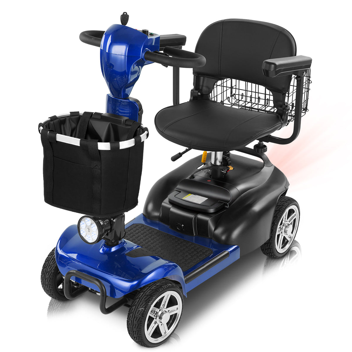 Ecomobi 4 Wheel Mobility Scooter for Adults/Seniors,15-45 Miles Folding Electric Mobility Scooter,350W Electric Powered Wheelchair Device,Long Range Power Extended Battery,Dual Baskets