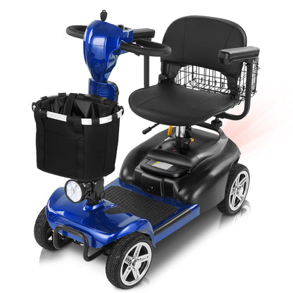 Ecomobi 4 Wheel Mobility Scooter for Adults/Seniors,15-45 Miles Folding Electric Mobility Scooter,350W Electric Powered Wheelchair Device,Long Range Power Extended Battery,Dual Baskets