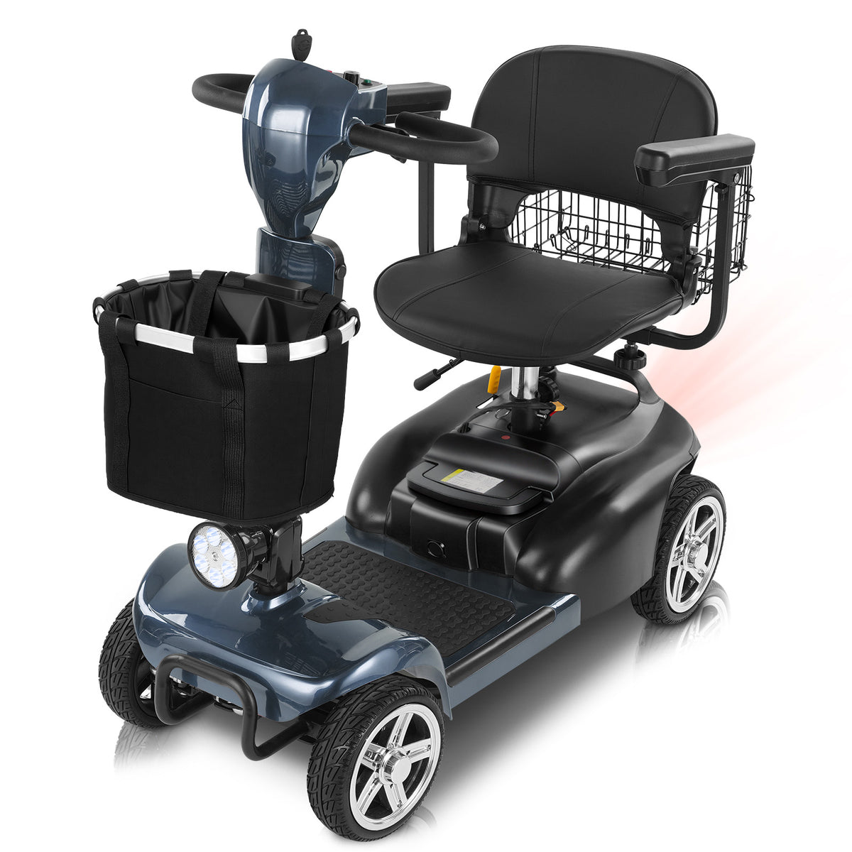 Ecomobi 4 Wheel Mobility Scooter for Adults/Seniors,15-45 Miles Folding Electric Mobility Scooter,350W Electric Powered Wheelchair Device,Long Range Power Extended Battery,Dual Baskets