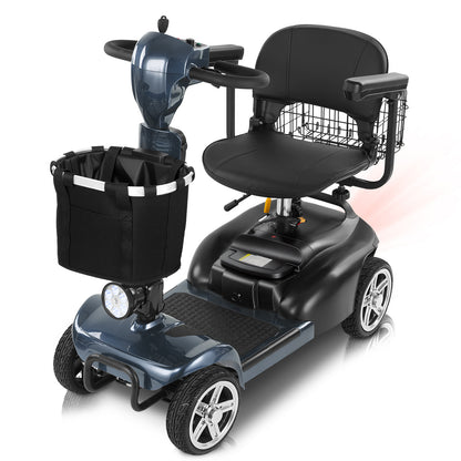 Ecomobi 4 Wheel Mobility Scooter for Adults/Seniors,15-45 Miles Folding Electric Mobility Scooter,350W Electric Powered Wheelchair Device,Long Range Power Extended Battery,Dual Baskets