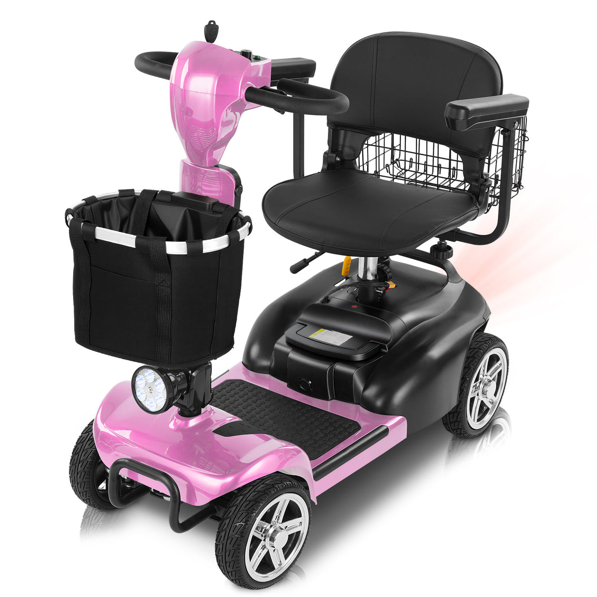 Ecomobi 4 Wheel Mobility Scooter for Adults/Seniors,15-45 Miles Folding Electric Mobility Scooter,350W Electric Powered Wheelchair Device,Long Range Power Extended Battery,Dual Baskets