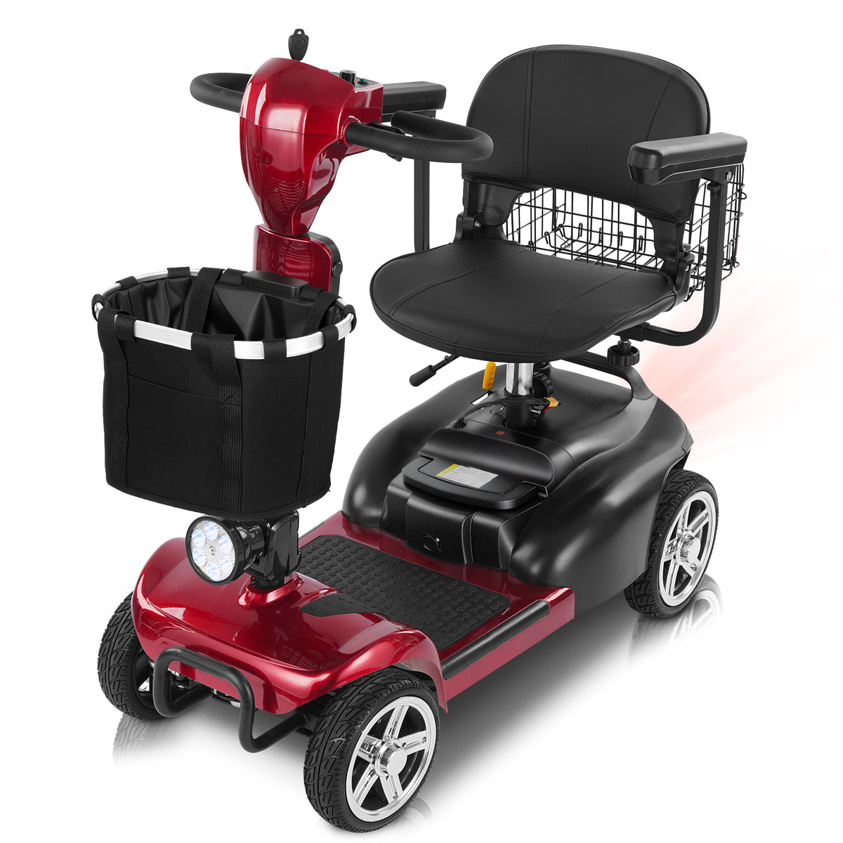 Ecomobi 4 Wheel Mobility Scooter for Adults/Seniors,15-45 Miles Folding Electric Mobility Scooter,350W Electric Powered Wheelchair Device,Long Range Power Extended Battery,Dual Baskets