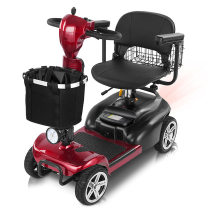 Ecomobi 4 Wheel Mobility Scooter for Adults/Seniors,15-45 Miles Folding Electric Mobility Scooter,350W Electric Powered Wheelchair Device,Long Range Power Extended Battery,Dual Baskets
