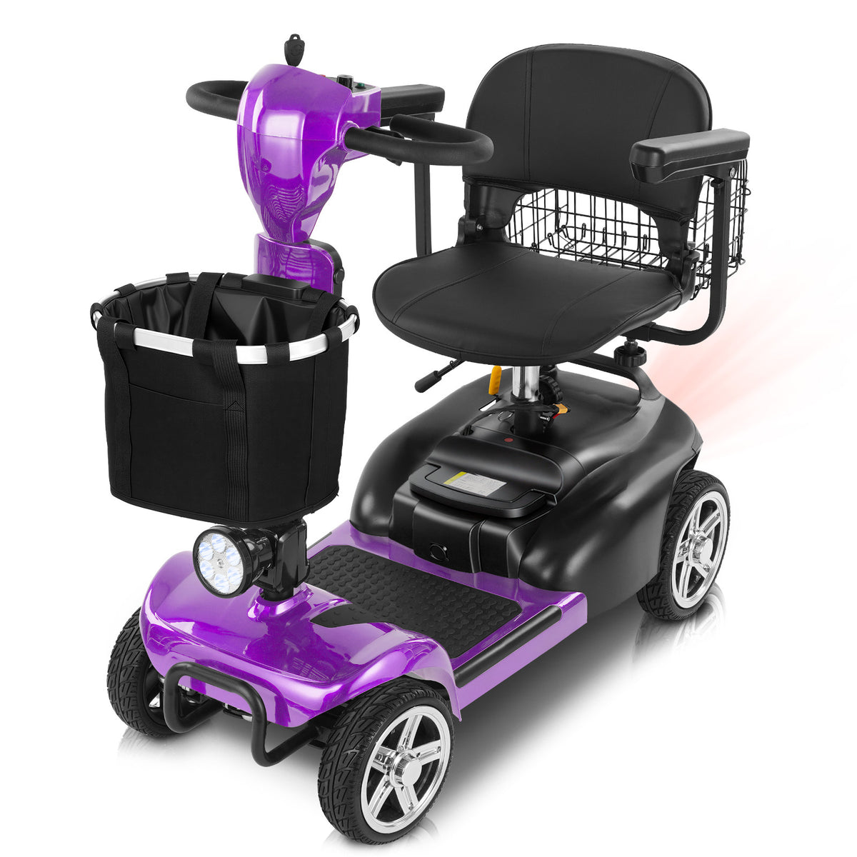 Ecomobi 4 Wheel Mobility Scooter for Adults/Seniors,15-45 Miles Folding Electric Mobility Scooter,350W Electric Powered Wheelchair Device,Long Range Power Extended Battery,Dual Baskets