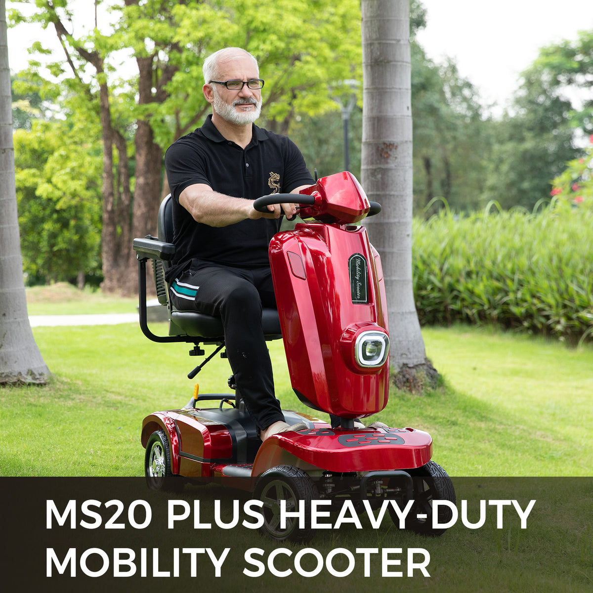 Ecomobi Long Range Heavy Duty Mobility Scooter for Adults & Seniors, 500W & 400LBS Capacity Electric Powered Chair，All Terrain Fast Mobility Scooter for Travel w/Absorber & 10" Tires