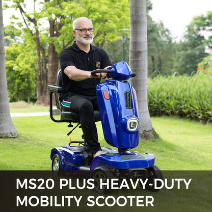 Ecomobi Long Range Heavy Duty Mobility Scooter for Adults & Seniors, 500W & 400LBS Capacity Electric Powered Chair，All Terrain Fast Mobility Scooter for Travel w/Absorber & 10" Tires