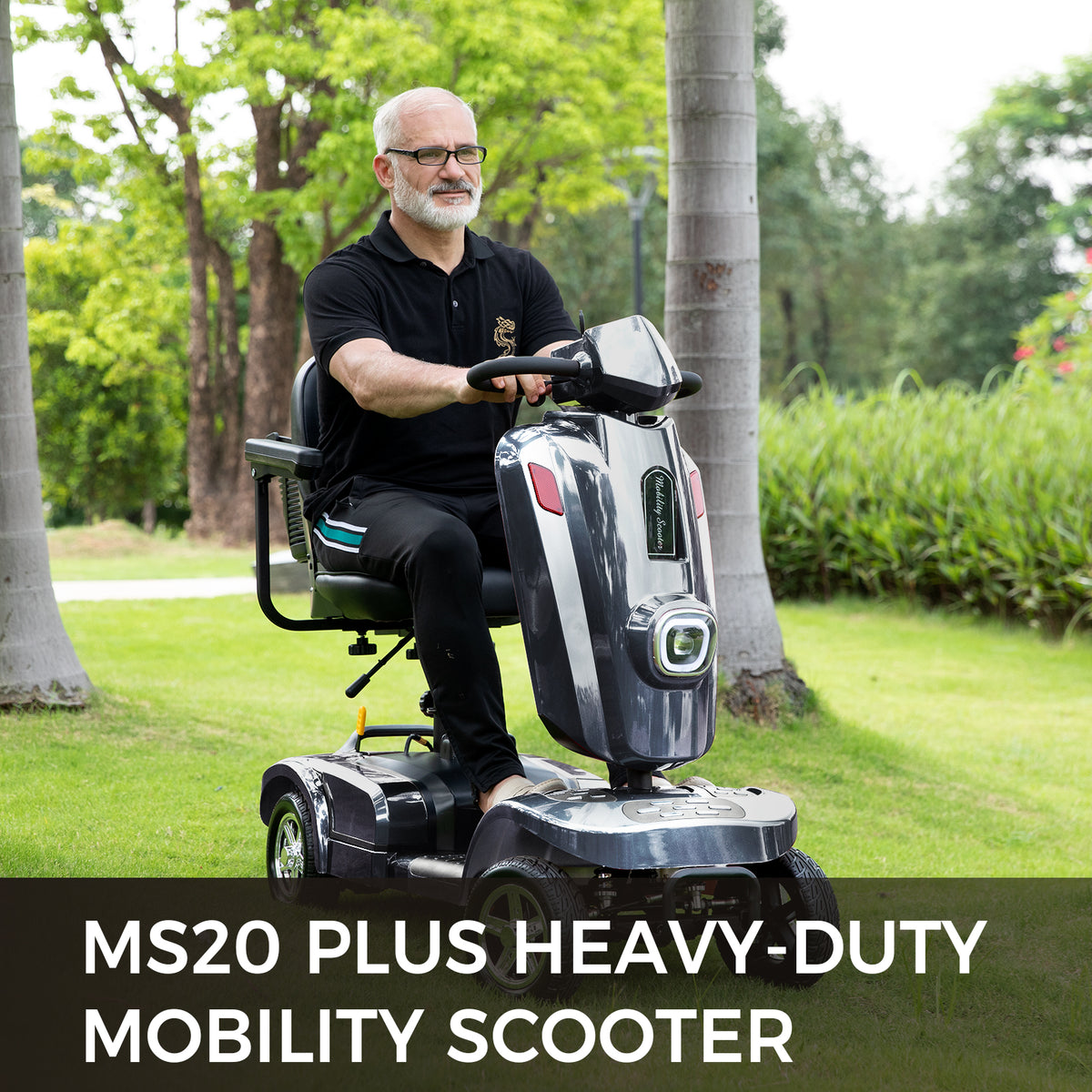 Ecomobi Long Range Heavy Duty Mobility Scooter for Adults & Seniors, 500W & 400LBS Capacity Electric Powered Chair，All Terrain Fast Mobility Scooter for Travel w/Absorber & 10" Tires