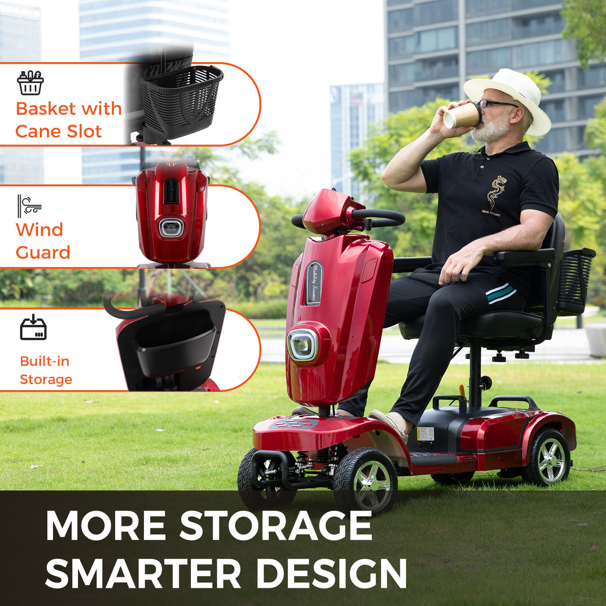 Ecomobi Long Range Heavy Duty Mobility Scooter for Adults & Seniors, 500W & 400LBS Capacity Electric Powered Chair，All Terrain Fast Mobility Scooter for Travel w/Absorber & 10" Tires
