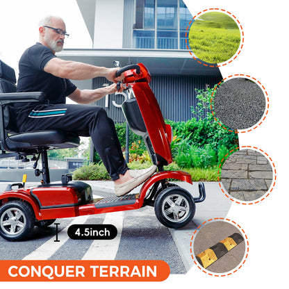Ecomobi Long Range Heavy Duty Mobility Scooter for Adults & Seniors, 500W & 400LBS Capacity Electric Powered Chair，All Terrain Fast Mobility Scooter for Travel w/Absorber & 10" Tires