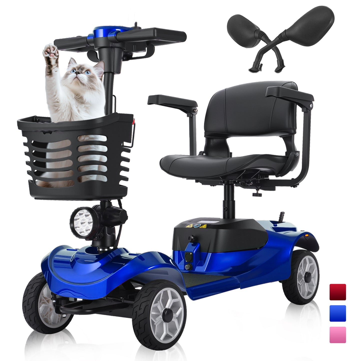 Cycmate M2F 4-Wheel Scooter for Seniors, 300lbs, 5MPH, LED Light, 15 Miles