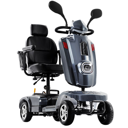 Ecomobi Long Range Heavy Duty Mobility Scooter for Adults & Seniors, 500W & 400LBS Capacity Electric Powered Chair，All Terrain Fast Mobility Scooter for Travel w/Absorber & 10" Tires