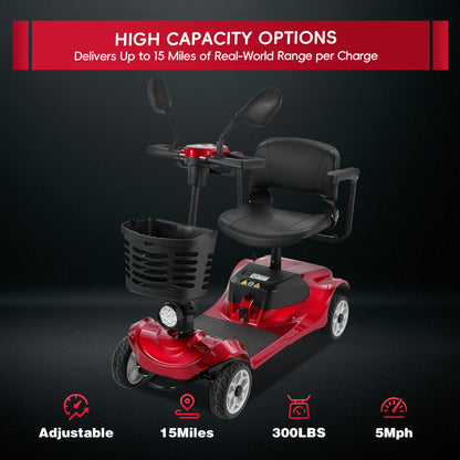 Cycmate M2F 4-Wheel Scooter for Seniors, 300lbs, 5MPH, LED Light, 15 Miles