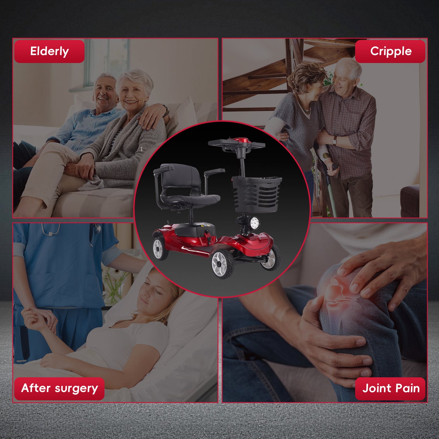 Cycmate M2F 4-Wheel Scooter for Seniors, 300lbs, 5MPH, LED Light, 15 Miles
