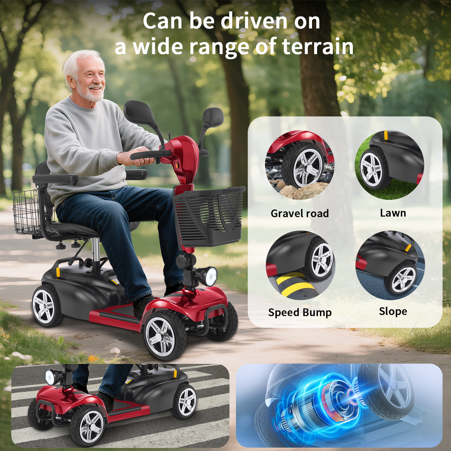 Cycmate MS06 4-Wheel Scooter for Seniors, 300lbs, 350W, 25Ah Battery, 30 Miles