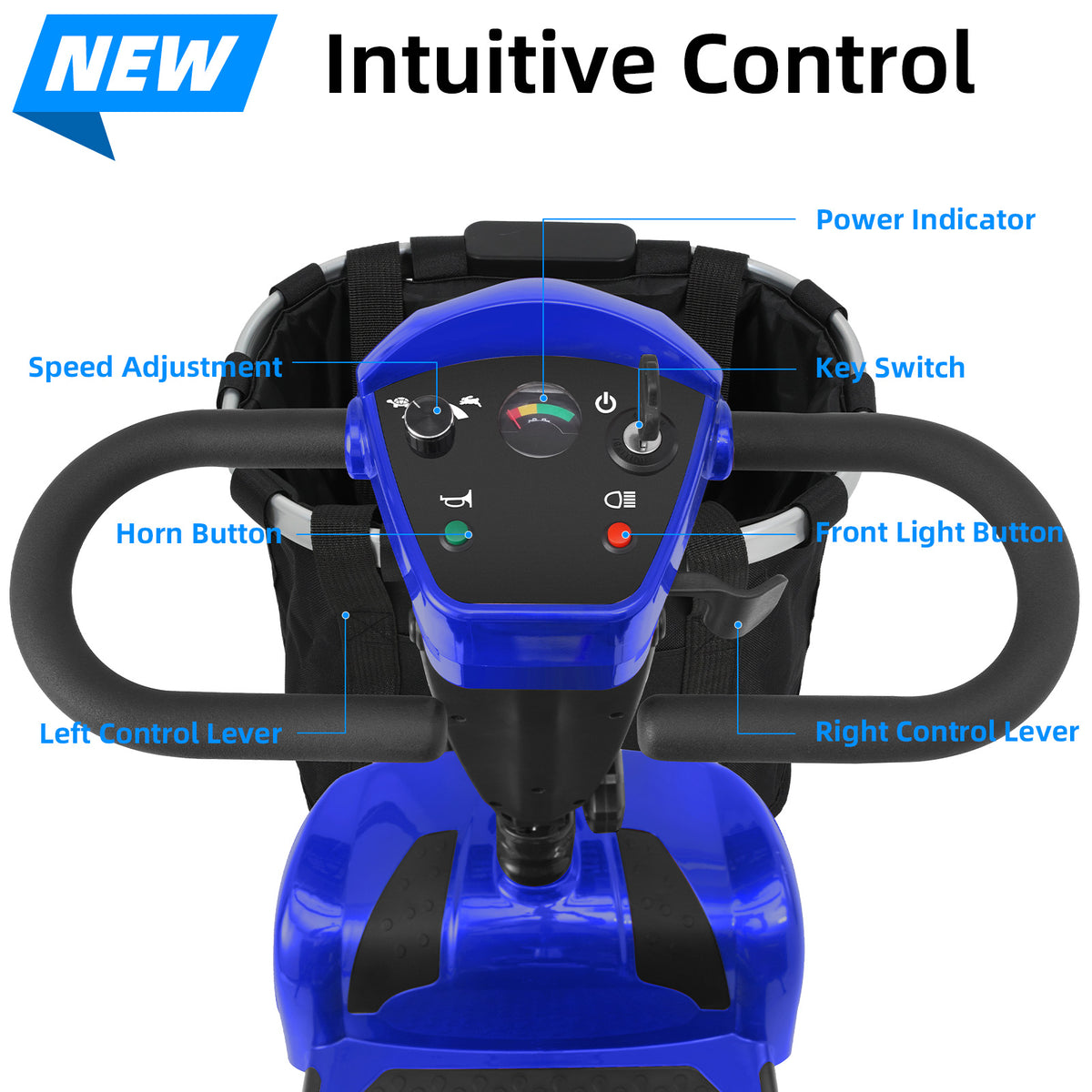 Ecomobi 4 Wheel Mobility Scooter for Adults/Seniors,15-45 Miles Folding Electric Mobility Scooter,350W Electric Powered Wheelchair Device,Long Range Power Extended Battery,Dual Baskets