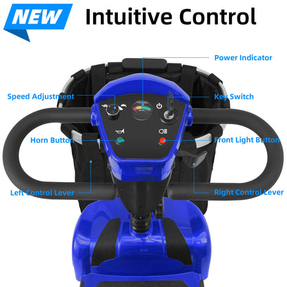 Ecomobi 4 Wheel Mobility Scooter for Adults/Seniors,15-45 Miles Folding Electric Mobility Scooter,350W Electric Powered Wheelchair Device,Long Range Power Extended Battery,Dual Baskets