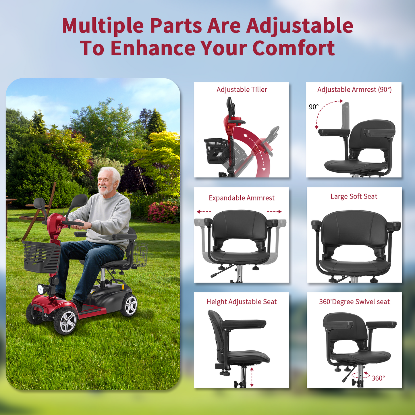 Cycmate MS06 4-Wheel Scooter for Seniors, 300lbs, 350W, 25Ah Battery, 30 Miles