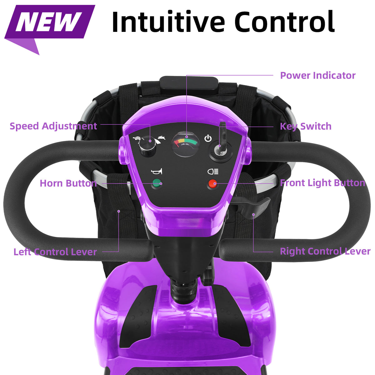 Ecomobi 4 Wheel Mobility Scooter for Adults/Seniors,15-45 Miles Folding Electric Mobility Scooter,350W Electric Powered Wheelchair Device,Long Range Power Extended Battery,Dual Baskets