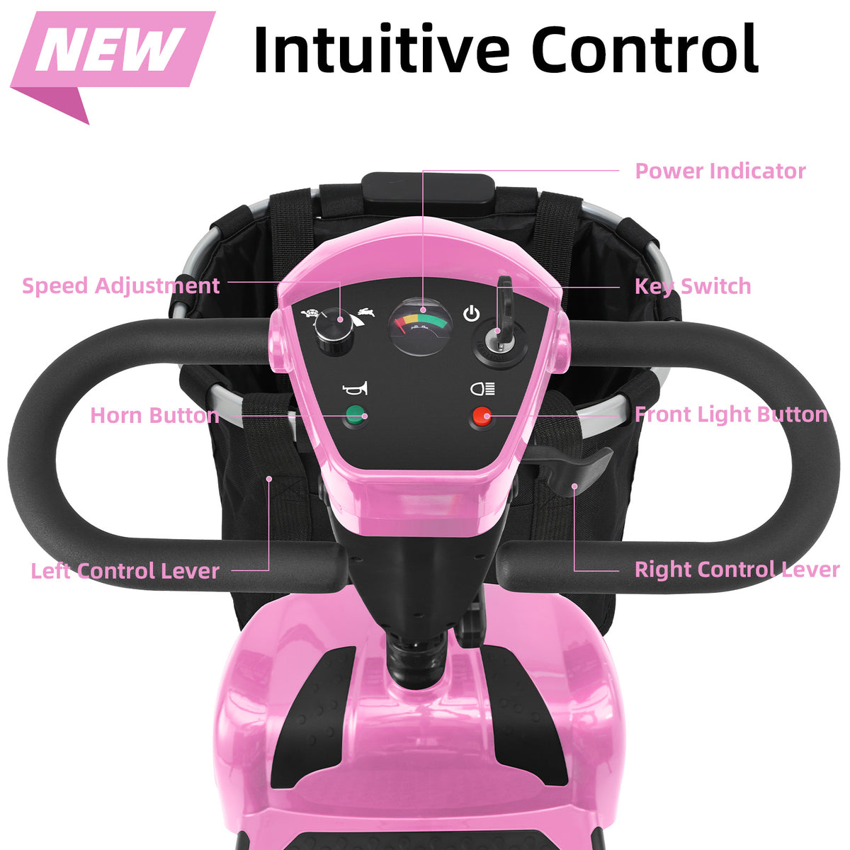 Ecomobi 4 Wheel Mobility Scooter for Adults/Seniors,15-45 Miles Folding Electric Mobility Scooter,350W Electric Powered Wheelchair Device,Long Range Power Extended Battery,Dual Baskets