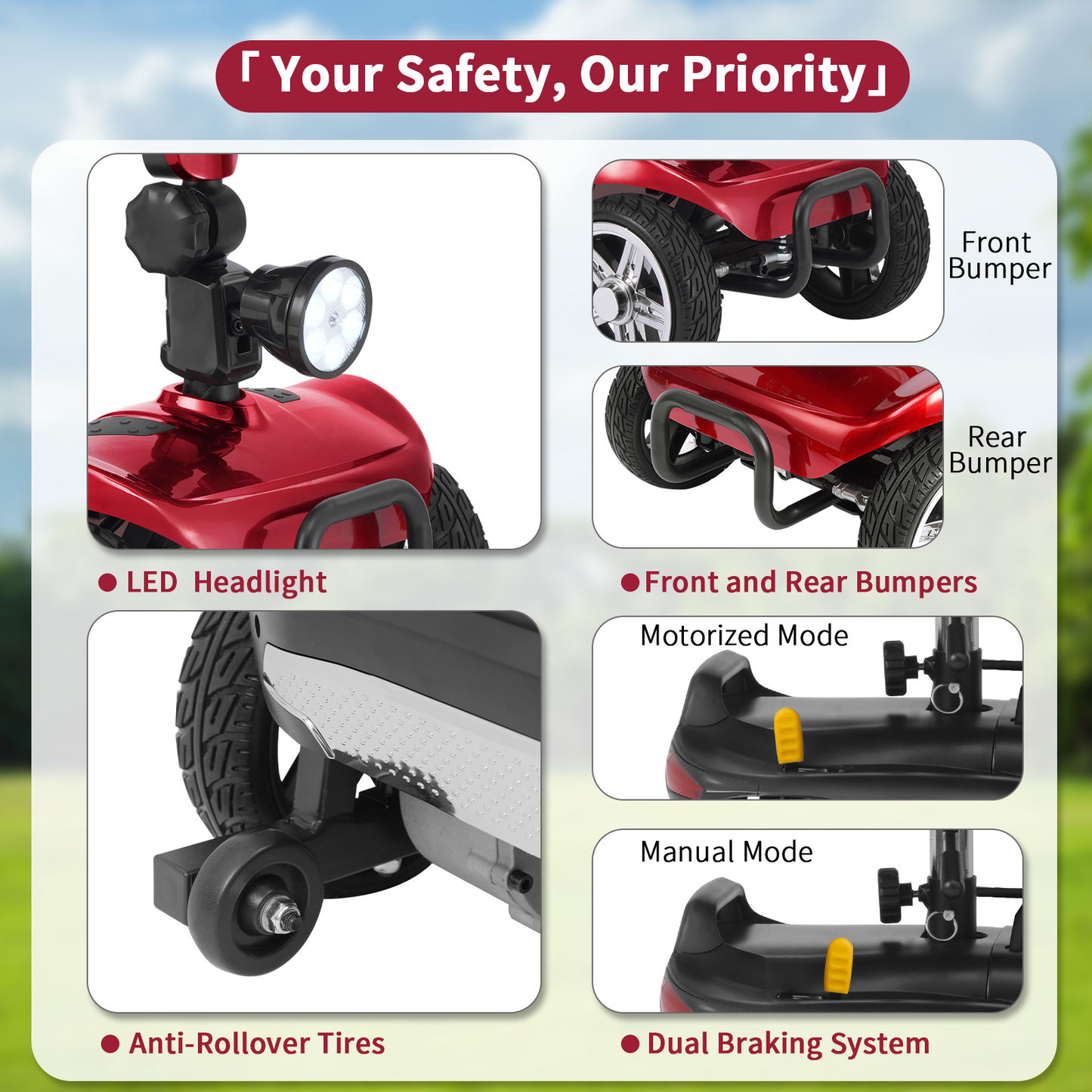 Cycmate MS06 4-Wheel Scooter for Seniors, 300lbs, 350W, 25Ah Battery, 30 Miles