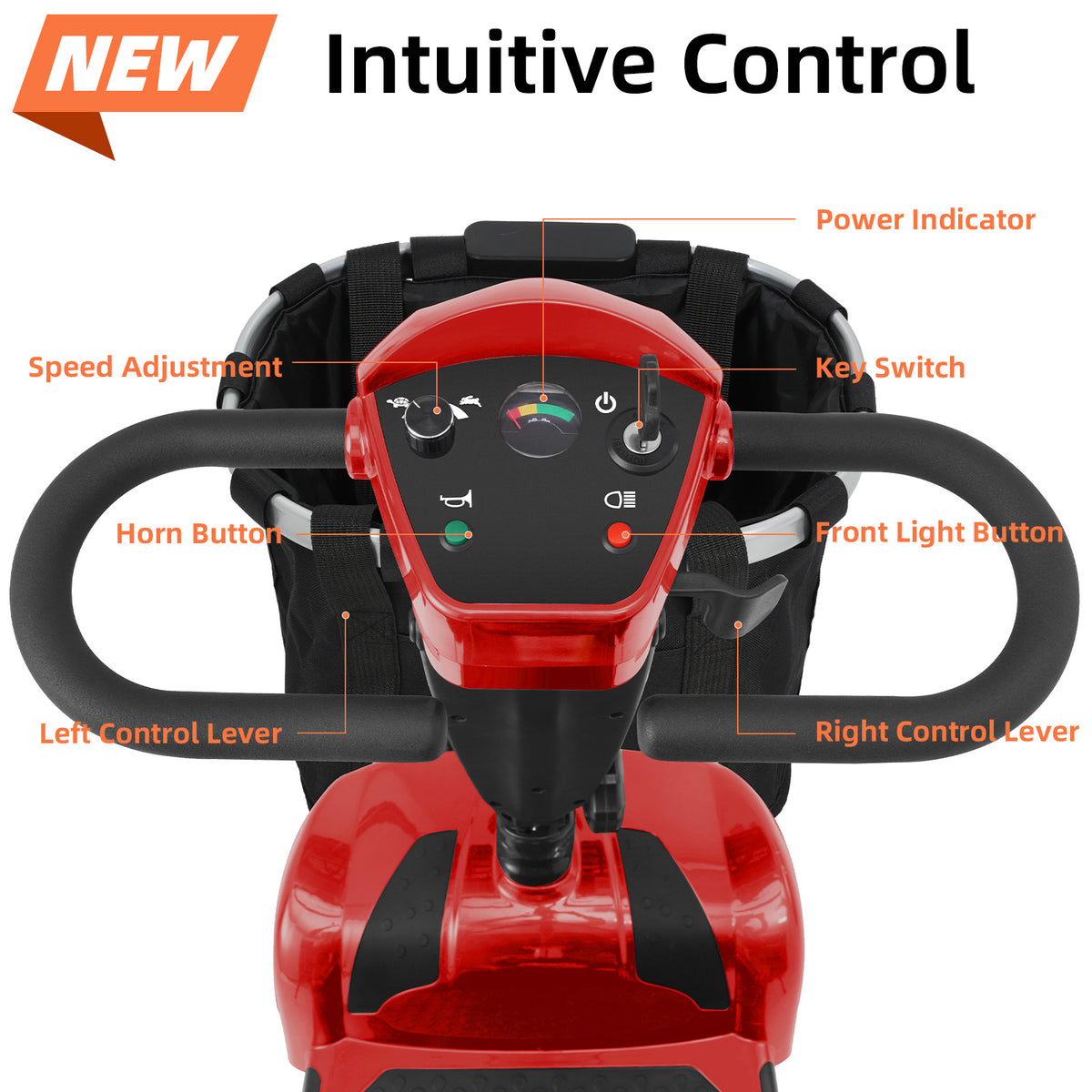 Ecomobi 4 Wheel Mobility Scooter for Adults/Seniors,15-45 Miles Folding Electric Mobility Scooter,350W Electric Powered Wheelchair Device,Long Range Power Extended Battery,Dual Baskets
