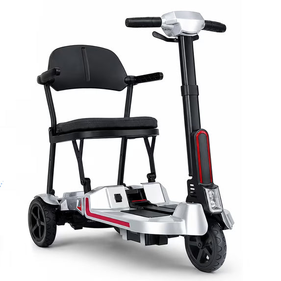 30 lbs Lightweight Foldable Mobility Scooter for Seniors & Adults, Portable 3-Wheel Electric Travel Scooter with 33" Turning Radius, Dual Airline-Approved Lithium Batteries,32 Mile Range,Silver