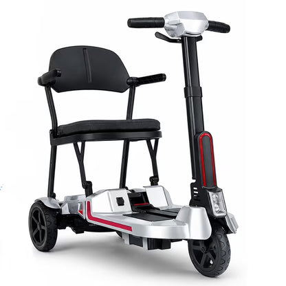 30 lbs Lightweight Foldable Mobility Scooter for Seniors & Adults, Portable 3-Wheel Electric Travel Scooter with 33" Turning Radius, Dual Airline-Approved Lithium Batteries,32 Mile Range,Silver