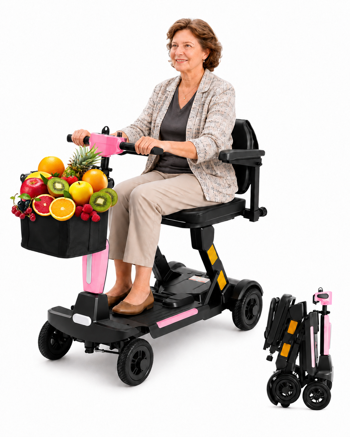 Lightweight Manual Folding Mobility Scooter for Seniors & Adults, 12-30 Mile Range, Airline-Friendly Portable 4 Wheel Motorized Scooter with Removable Lithium Battery, 300 lb Capacity, Ultra Blue