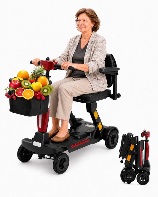 Lightweight Manual Folding Mobility Scooter for Seniors & Adults, 12-30 Mile Range, Airline-Friendly Portable 4 Wheel Motorized Scooter with Removable Lithium Battery, 300 lb Capacity, Ultra Blue