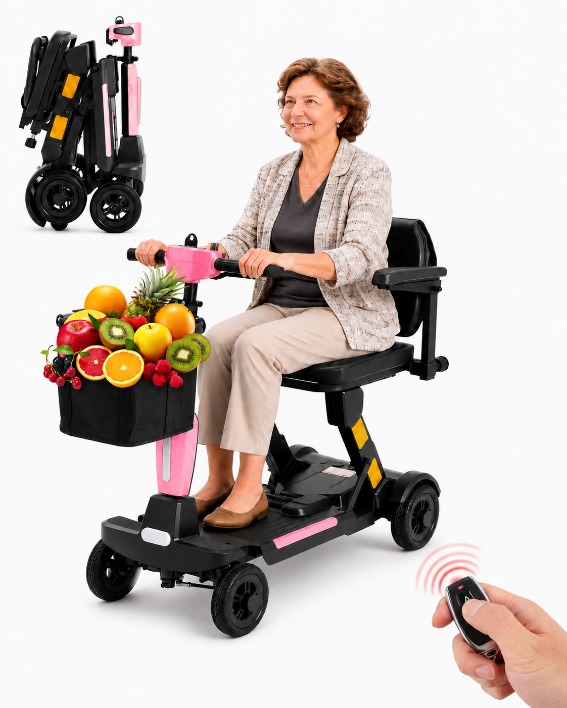 Lightweight Auto Folding Mobility Scooter for Seniors & Adults, 12-30 Mile Range, Airline-Friendly Portable 4 Wheel Motorized Scooter with Removable Lithium Battery, 300 lb Capacity, Ultra Blue