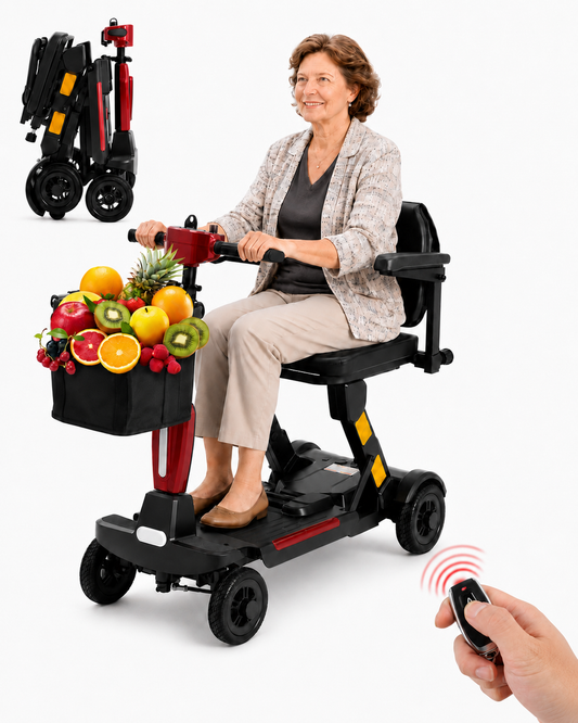 Lightweight Auto Folding Mobility Scooter for Seniors & Adults, 12-30 Mile Range, Airline-Friendly Portable 4 Wheel Motorized Scooter with Removable Lithium Battery, 300 lb Capacity, Ultra Blue